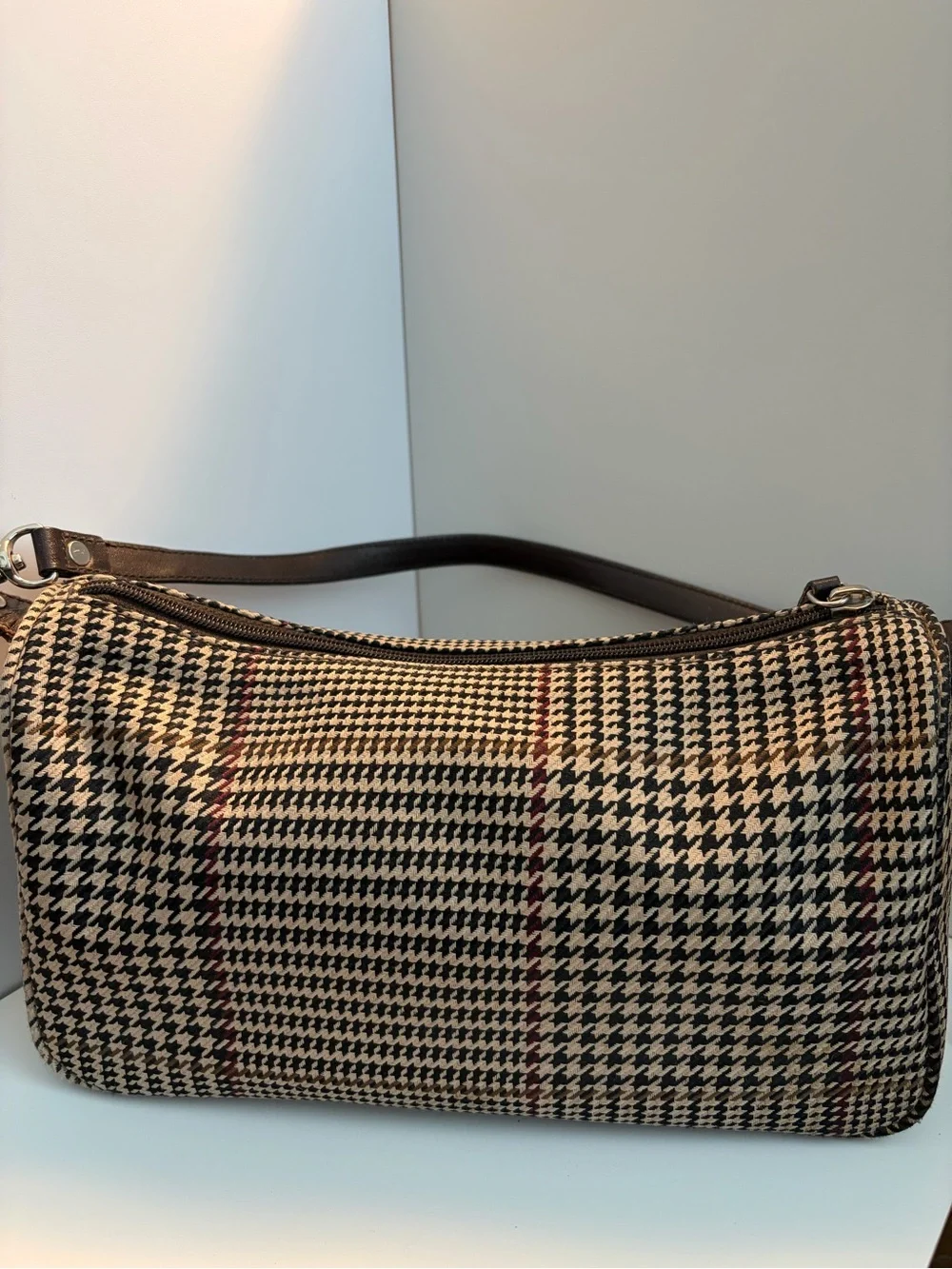 Lauren Ralph Lauren Brown and Black Houndstooth Hand Bag